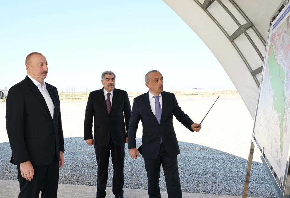 Ильзам Алиев заложил  фундамент Ширванского оросительного канала (ФОТО)